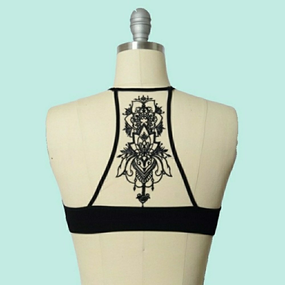 BRAND NEW -SEXY BLACK TATTOO RACER BACK BRALETTE - Picture 6 of 7